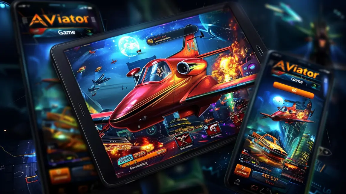 The popular 'Aviator Game' is displayed on a tablet and phone, with a red plane at the center, promising a high-quality, cross-platform experience for all players at WINXBDT.
